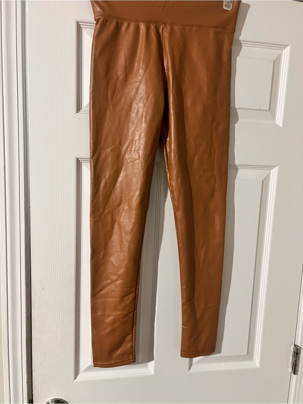 JNK brown faux leather leggings with a high-rise waist size S/M